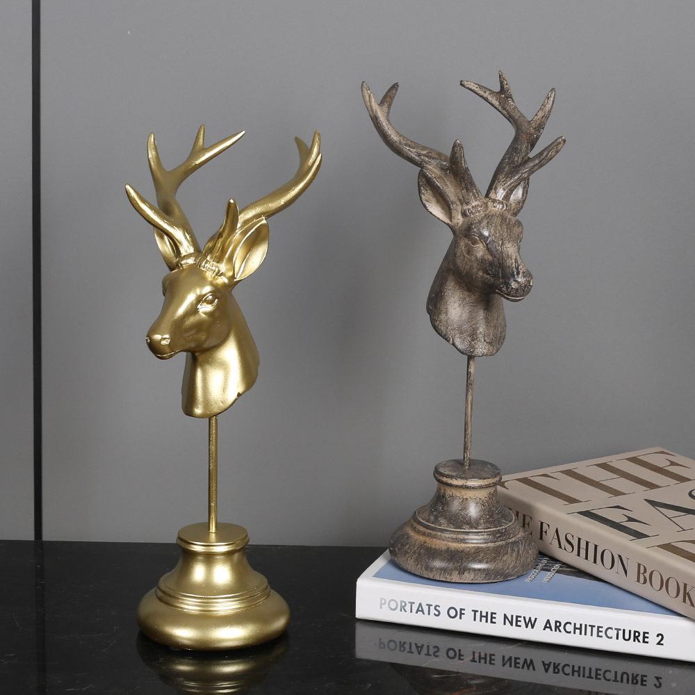 European Retro Deer Head Ornament: Creative Antler Decor for Living Room or Wine Cabinet