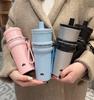 710ml Mode Edelstahl 304 Thermoskanne mit Strohhalm Auslaufsicher Kaffee Tee Kaltgetränk Auto Thermoflasche Reisebecher