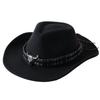 Dark purple Cowboy Hat New Jazz Knight hat cowboy hat monochrome felt hat men's and women's large brim outdoor hat