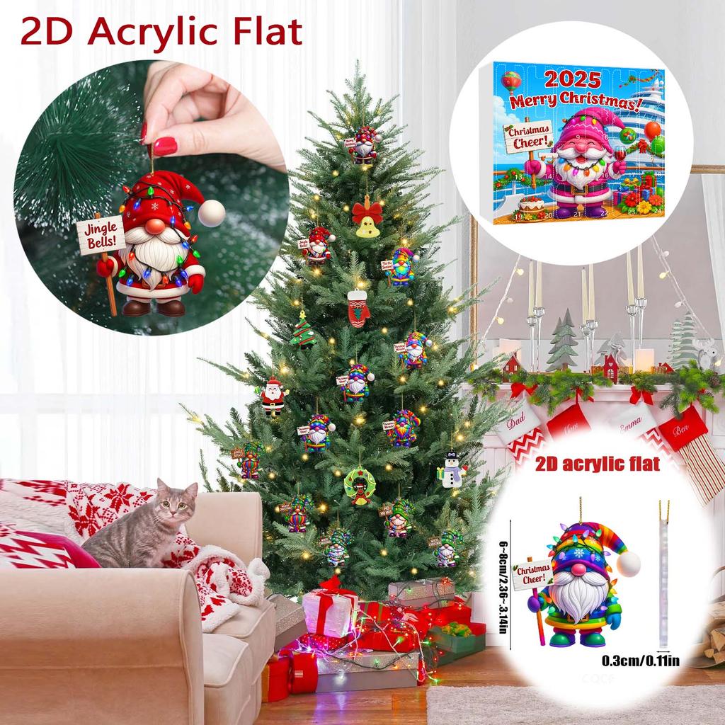 Decor Acrilic pentru Casă Calendar de Advent de Sărbători Calendar de Advent Colecționabile Set Gnom Fantezist 2D Colecționabile Decor Acasă Comemorativ