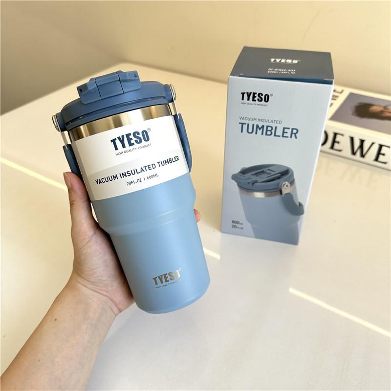 Tyeso Edelstahl Kaffeebecher Kalt und Heiß Doppelwandig Isoliert Becher Tumbler Thermo Wasserflasche Auto Reisebecher Vakuumbecher