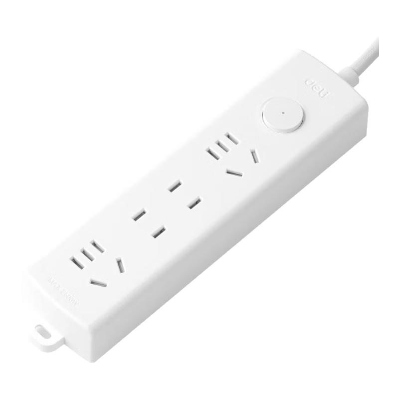 Deli Pearl White Series Safety Power Strip with Master Switch CN Plug (adapter Included)