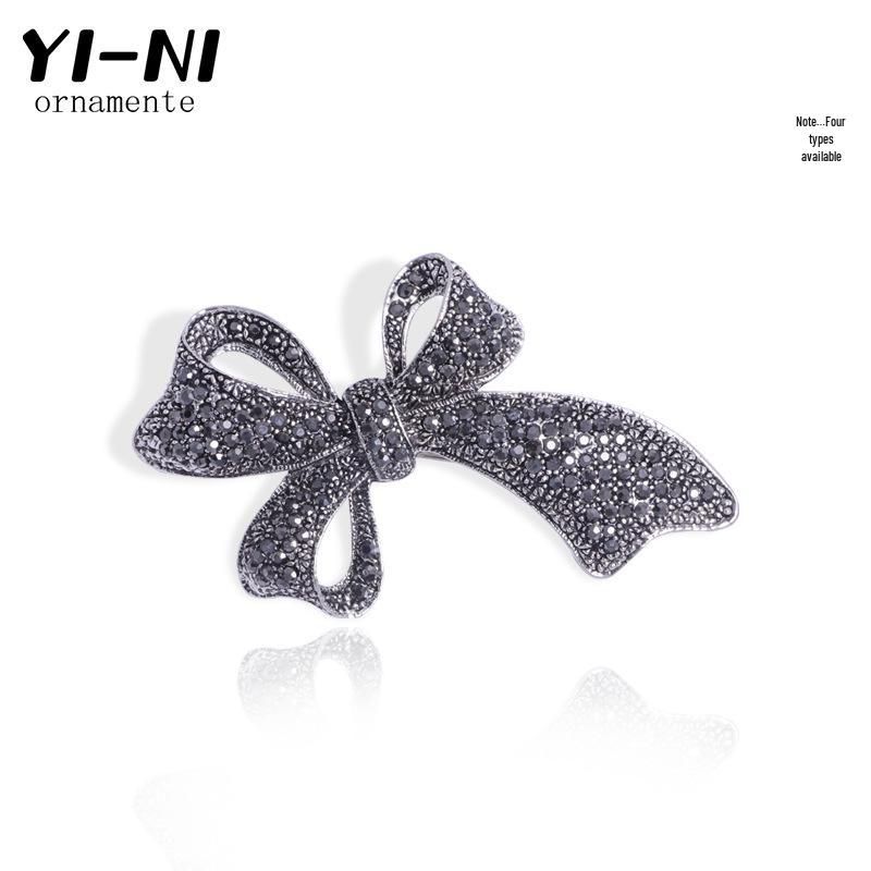 European and American Luxury Rhinestone Bow Brooch 