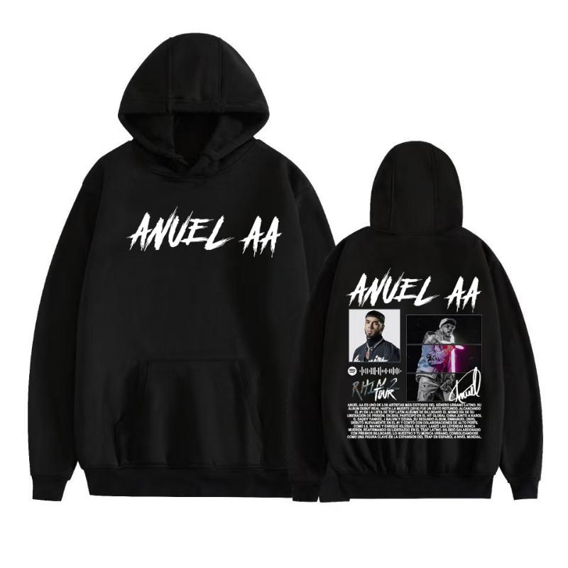 Rapper Anuel AA Real Hasta La Muerte 2026 Grafik Hoodie Herren Damen Mode Hip Hop Harajuku Pullover Langarm Sweatshirt Oberteile