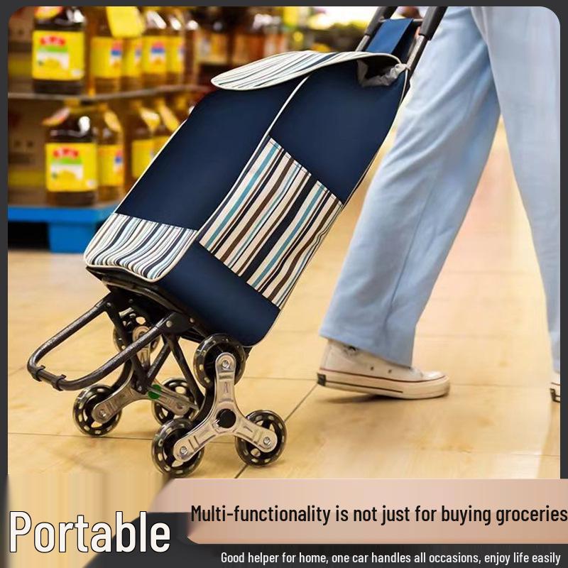 Compact Folding Stair-Climbing Grocery Cart for Seniors
