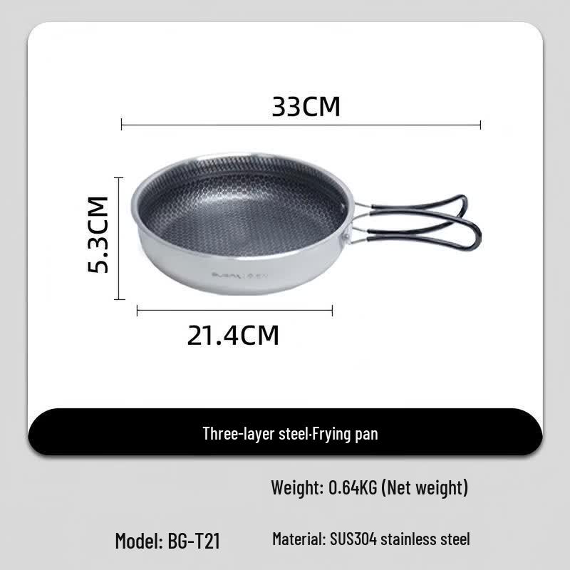 Gongziyu Outdoor 3-Layer Stainless Steel Cookware