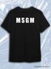 Black Crew Neck Short Sleeve T-Shirt with White MSGM Text Logo
