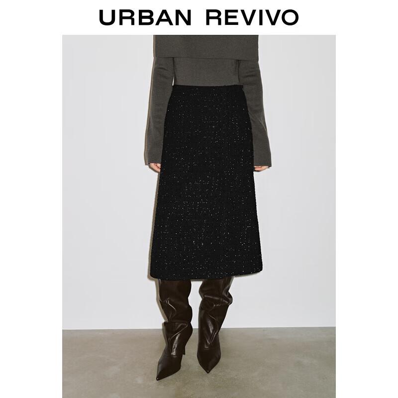 UR 2025 Autumn Textured High-Waist Midi Skirt S
