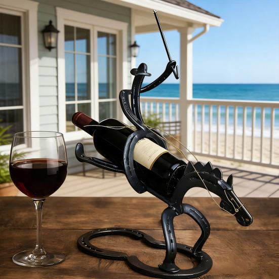 Portabottiglie da Vino Divertente Rastrelliera da Tavolo per Vino in Metallo Espositore Decorativo per Bottiglie per Bar Bancone Cucina Ingresso Soggiorno