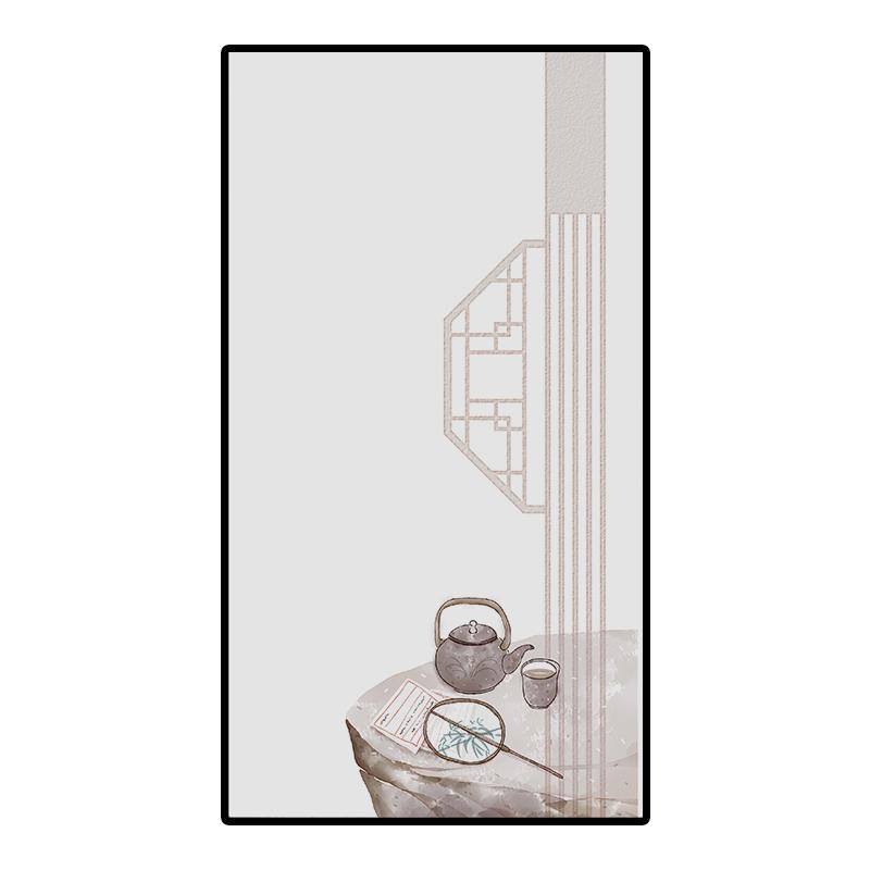 Klassische Landschaft im chinesischen Stil Buntglasfolie Verdunkelnd Selbstklebende Glasaufkleber Statisch haftende Sichtschutz-Fensterfolien