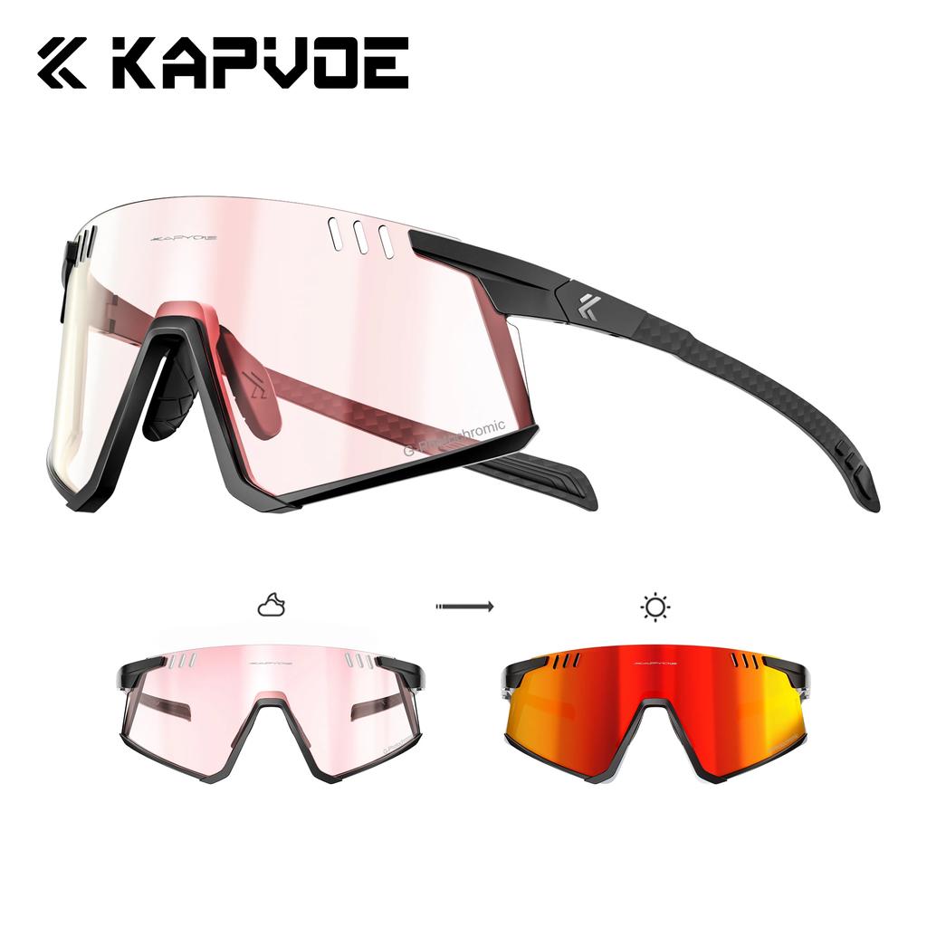 Kapvoe Real Carbon Fiber Sunglasses for Men Photochromic Glasses Ultralight Running Glasses Driving Golf Sports UV400 Women