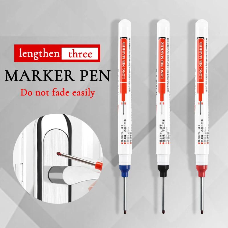 6/8Pcs/Set 30mm Long Head Markers Pen Bathroom Woodworking Decoration Deep Hole Marker Blue/Red/Black/White Oily Marker Pens