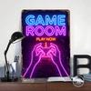 Spielzimmer Neonschild Metallposter Personalisierte Wandkunst Retro Vintage Blechschilder für Garagendekoration Zuhause Badezimmerdekoration