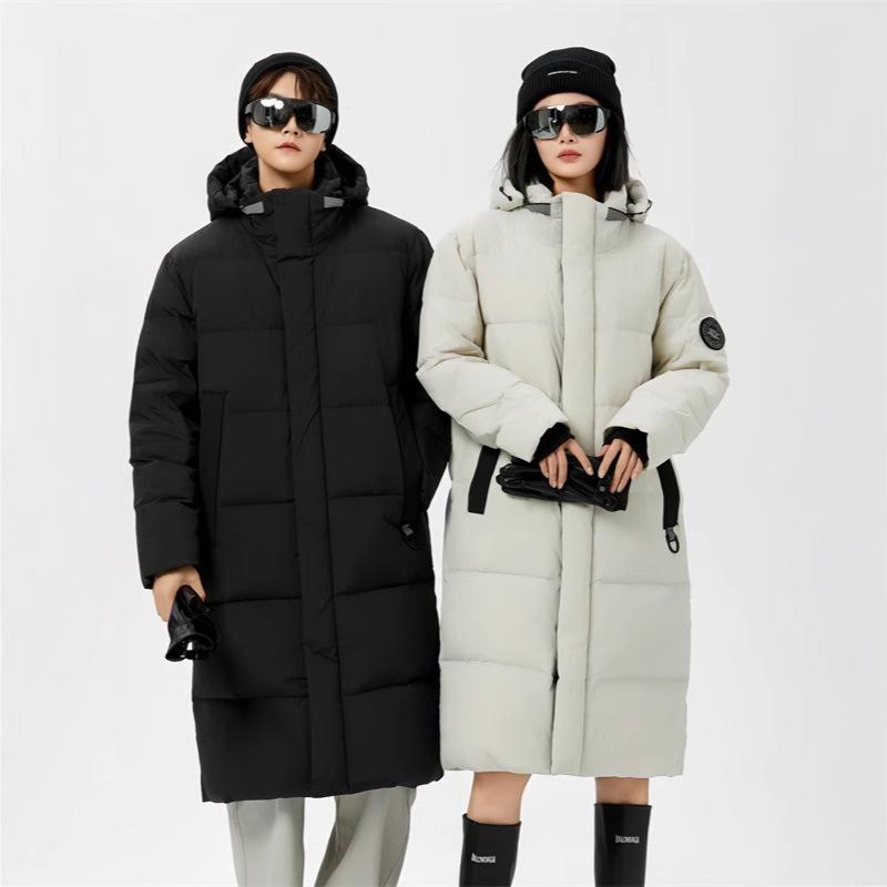 2025 Men's Mid-Length Down Jacket Winter Thickened Warm Over the Knee Down Coat Couple Versatile White Duck Down Jacket