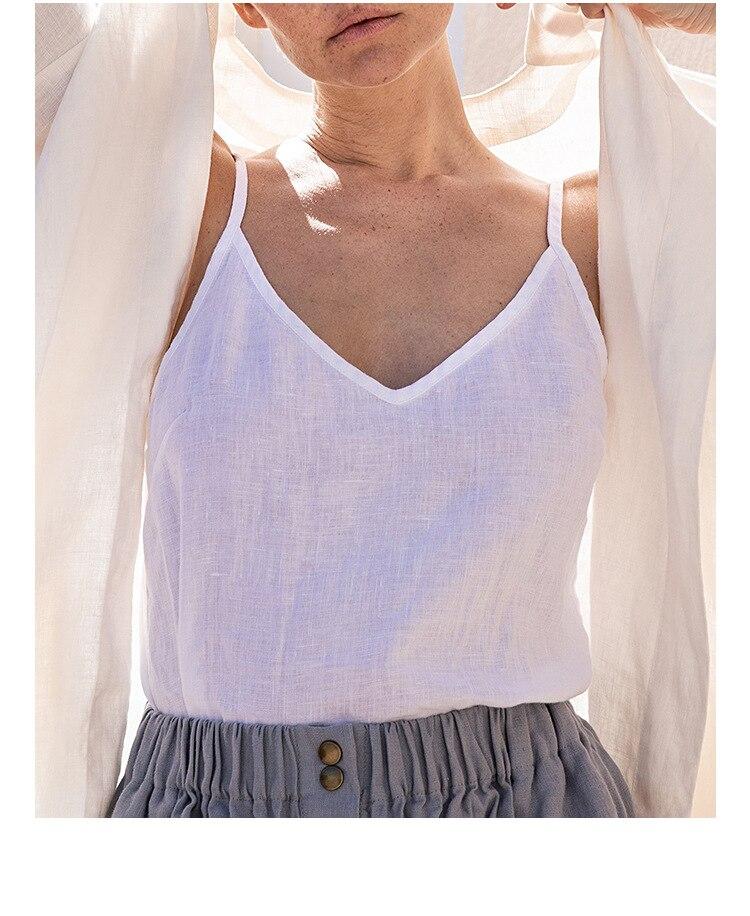 

Johnature, хлопковый и льняной женский жилет на тонких бретельках, летний винтажный свободный универсальный простой 5 цветов, женские топы L белый