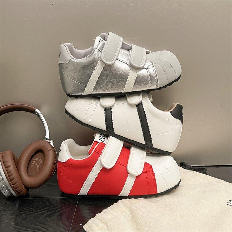 Cowhide version~ Flat bottom inner height increase Forrest Gump shoes big head ugly cute bread casual shoes women's Velcro sports moral training shoes