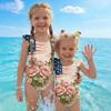 Girls One Piece Swimsuit Floral Print Sleeveless Summer Swimwear Kids Casual Comfortable Fit Soft Fabric Durable Stitching