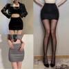 2PCS Mini Skirt + Stockings Set High Waist Skirts Sexy Casual Tight Party See Through Package Wrap Hip Short Skirts for Woman
