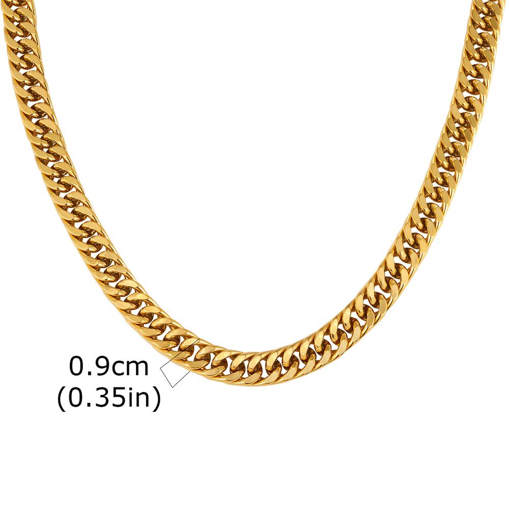 

9mm Thick Cuban Chain Necklaces for Men Women,Simple Miami Curb Links Collar,Waterproof Stainless Steel Unisex Chain 50cm