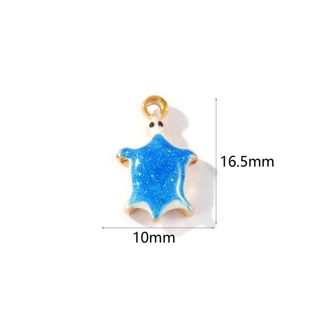 2Pcs 304 Stainless Steel Ocean Jewelry Charms Pearlescent Enamel Whale Turtle Starfish Crab 18K Gold Plated Pendant DIY Necklace