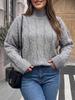 European & American Plus Size Women's Loose Cable Knit Sweater with Bell Sleeves - Autumn/Winter Pullover