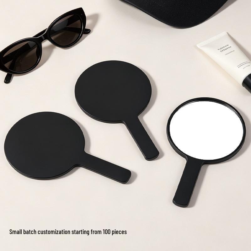 Round HD Handheld Makeup Mirror with Printed Logo - Portable Touch-up and Compact Mirror