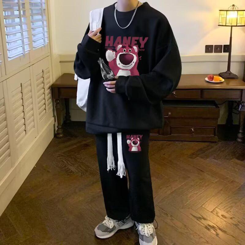 Harajuku Trendy Men's Casual Hoodie & Pants Set - Fashionable, Creative Design, Sporty Two-Piece