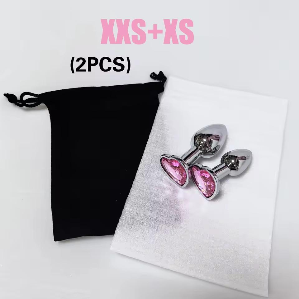 Heart Base Metal Anal Plug Stainless Beginner 5 Size Butt Plug Anus Masturbation Stimulator Dildos Adult Sex Toys For Man Women