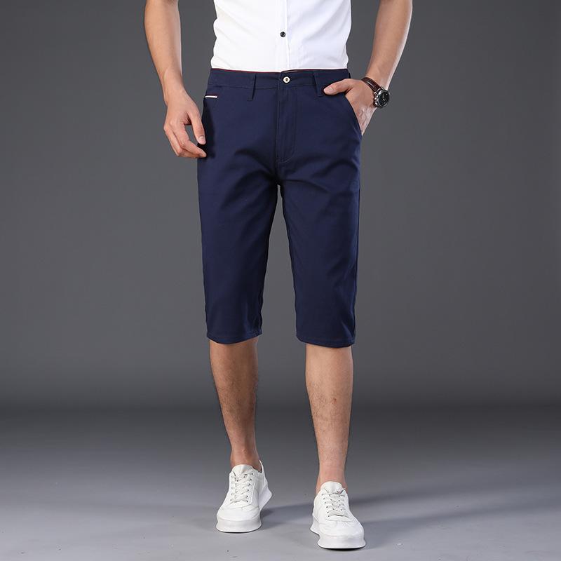 

Мужские повседневные корейские версии модные хлопковые капри мужские брюки свободные прямые капри шорты брюки в западном стиле 36 темно-синий