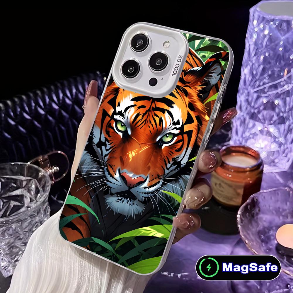 

Tiger Neon White Translucent MagSafe Mobile Phone Case for iPhone 17 16 15 14 13 12 11 X XR XS Air Pro Max Plus Cover iPhone 12 Pro