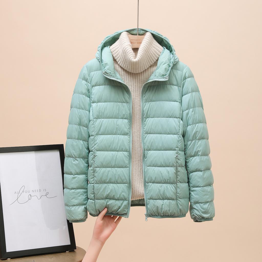 Down jacket women's new short light and thin thickened warm slim white duck down fashion coat
