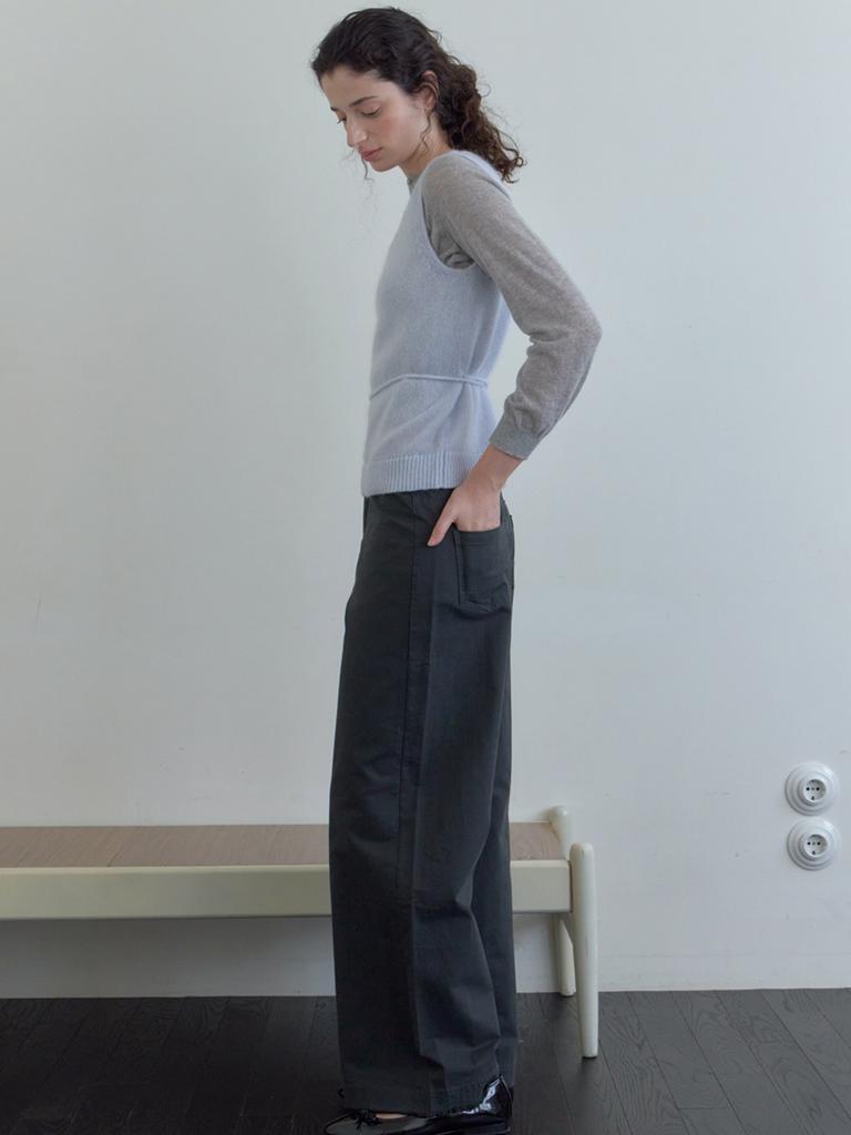Elssibeui Pocket Wide Cotton Pants_Charcoal