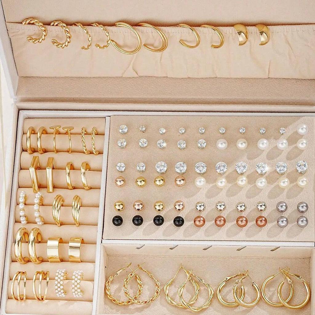 Temu SHEIN popular hot-selling pearl love stud earrings set 111-piece set (excluding box)