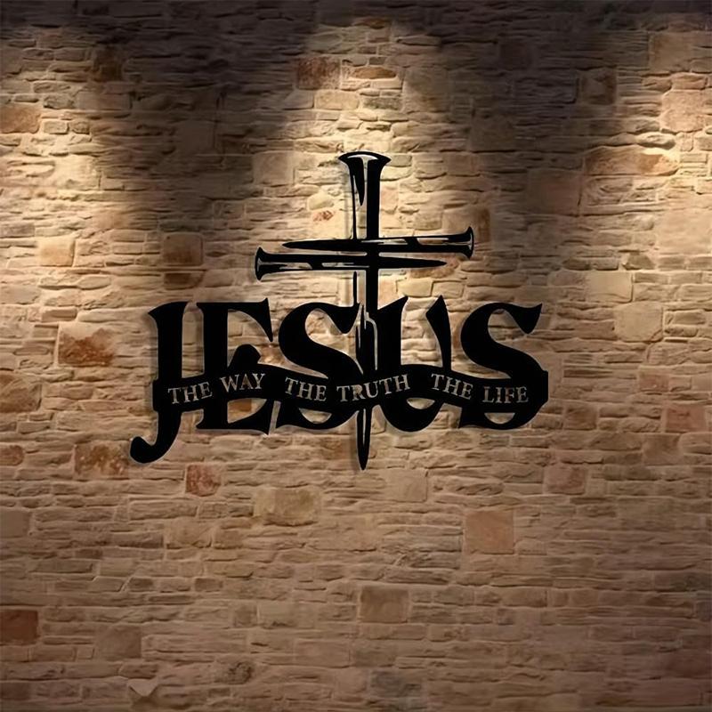 Decorazione Murale Croce di Gesù in Metallo, Decorazione Cristiana per la Casa, Fede in Dio per Soggiorno, Stanza della Preghiera o Ingresso