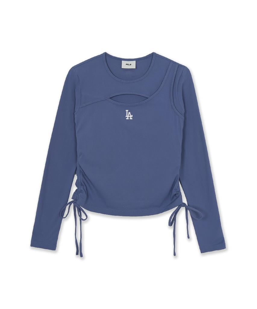 Emelbi Women'S Basic Cutout Slim Semi-Crop Long Sleeve T-Shirt La (Indigo)
