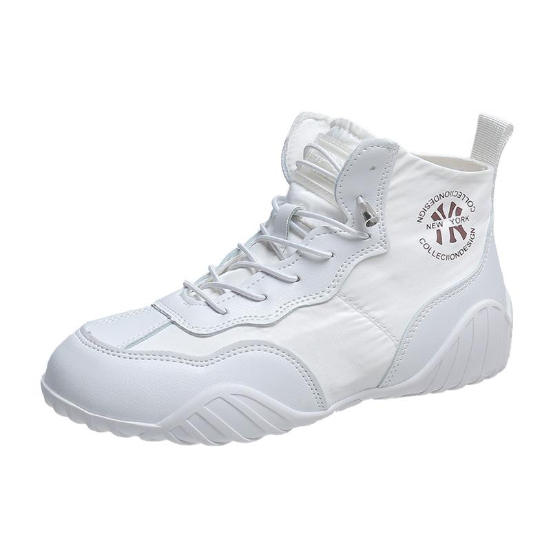 

Internet celebrities with high-top shoes women s 2025 new soft sole comfortable and versatile niche casual flat bottom explosive sports women s shoes 35 белый