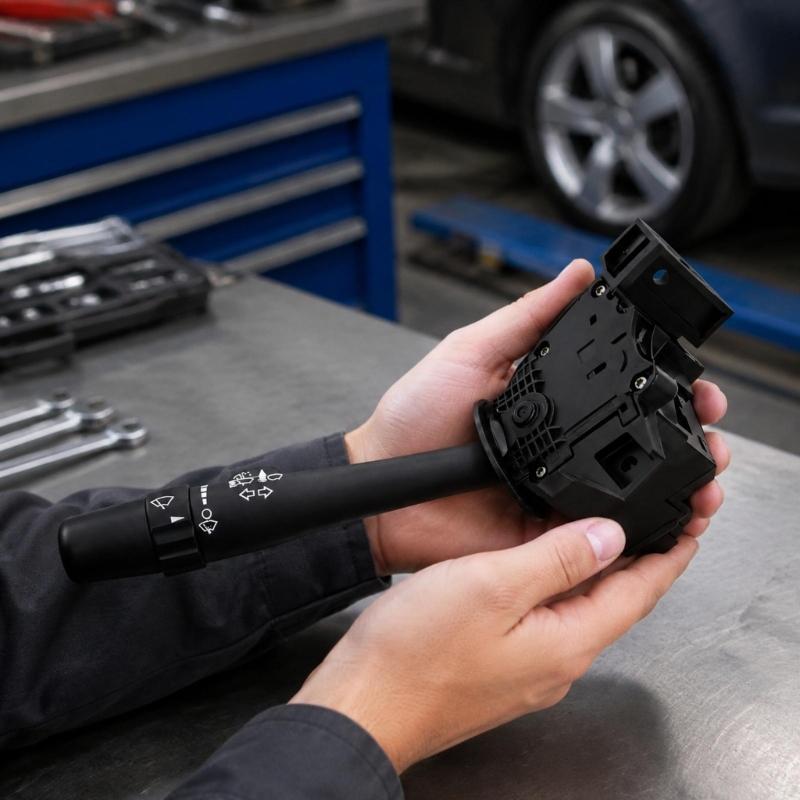 Automotive Combination Assembly for Faulty Turn Signal and Windshield Wiper Functions, Part 15849313 with White Symbols and Black Plastic Housing