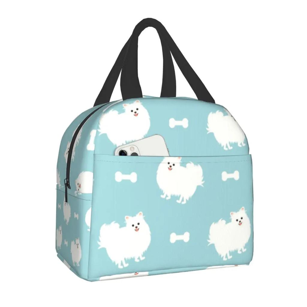 Zvířecí Mopsí Stopy Přenosný Obědový Box Ženy Nepropustný Kočka Mops A Pes Mopsí Stopy V Černé Jídlo Izolovaná Obědová Taška