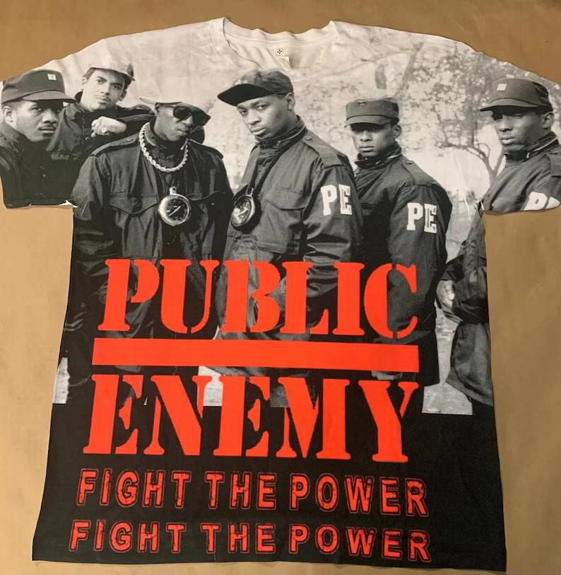 T-shirt Full Print Public Enemy Band FIGHT THE POWER Taglie S-5XL Unisex