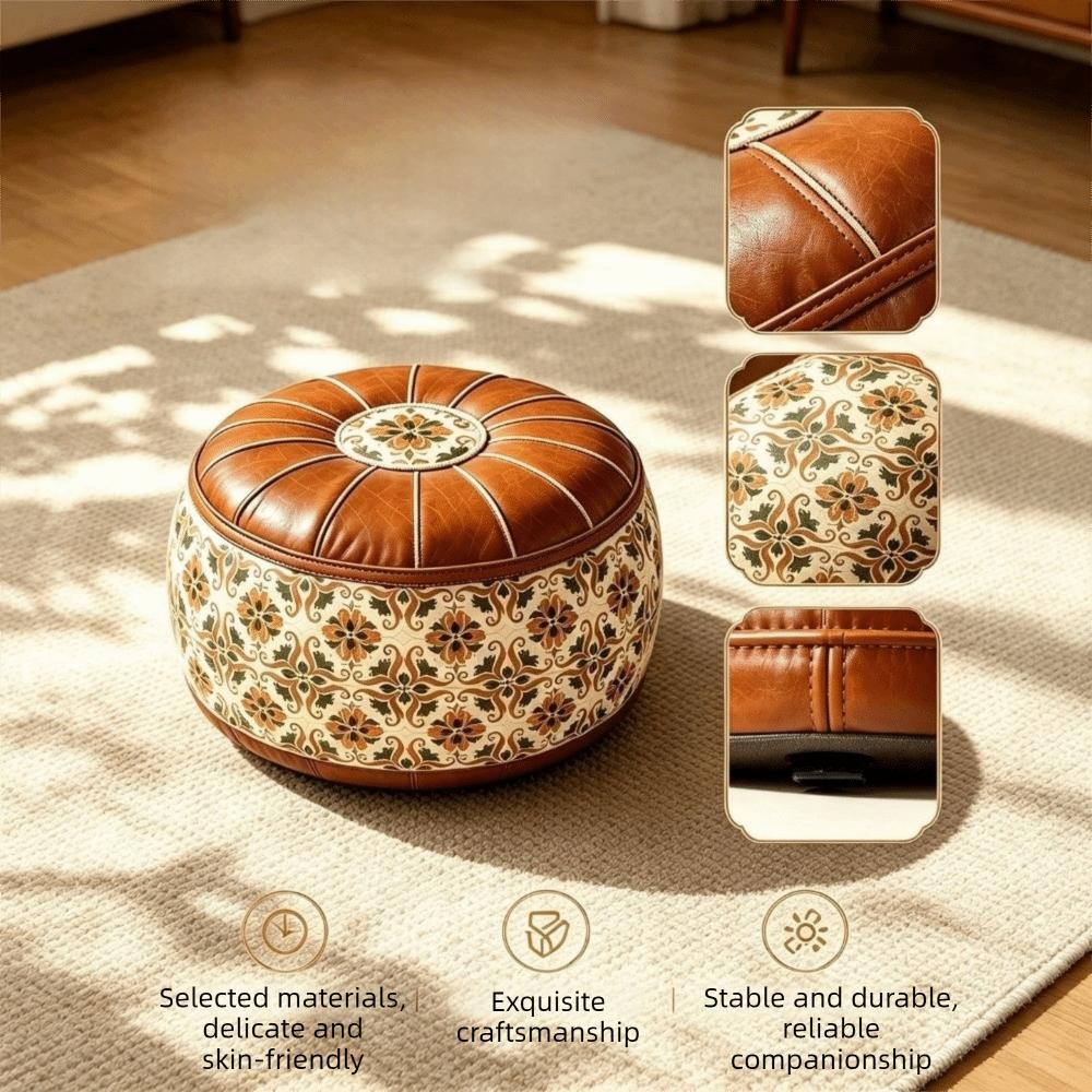 PU-Leder Boho-Stil Sitzkissenbezug Füllbares Design Aufbewahrung Beinbank Schlafzimmer