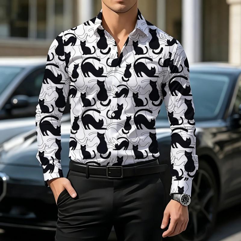 Hochwertiges personalisiertes bedrucktes Herrenhemd, modisches kontrastfarbiges Langarmhemd, lässiges Business-Herrenhemd XS-6XL