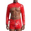 Men Rave Nightclub Outfit Moto&Biker Costume Steampunk Style Nightclub Disco Party Costume Latex Suit Pole Dance Wear