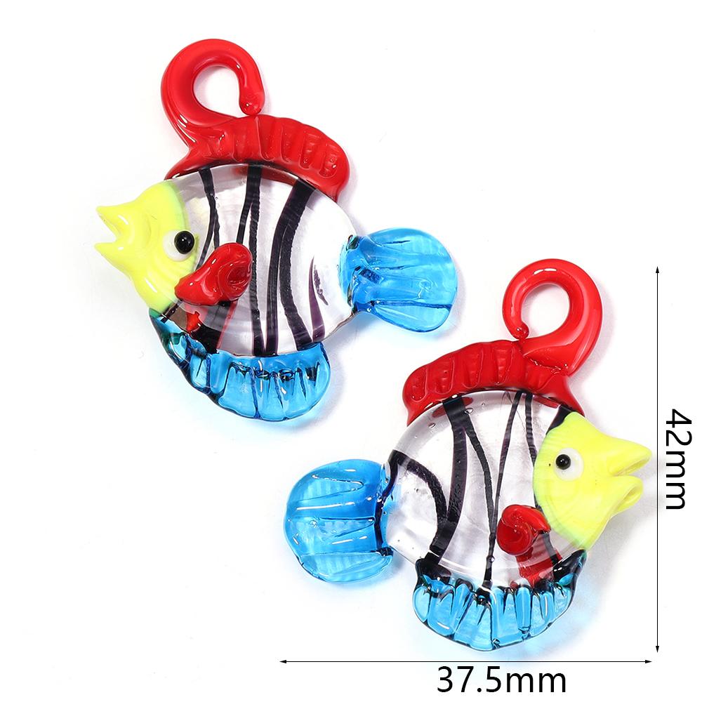 

2pcs Lampwork Fish Ocean Animal Charms Tropical Fish Charms Pendants For Jewelry Making DIY Ornaments Aquarium Decor Necklace