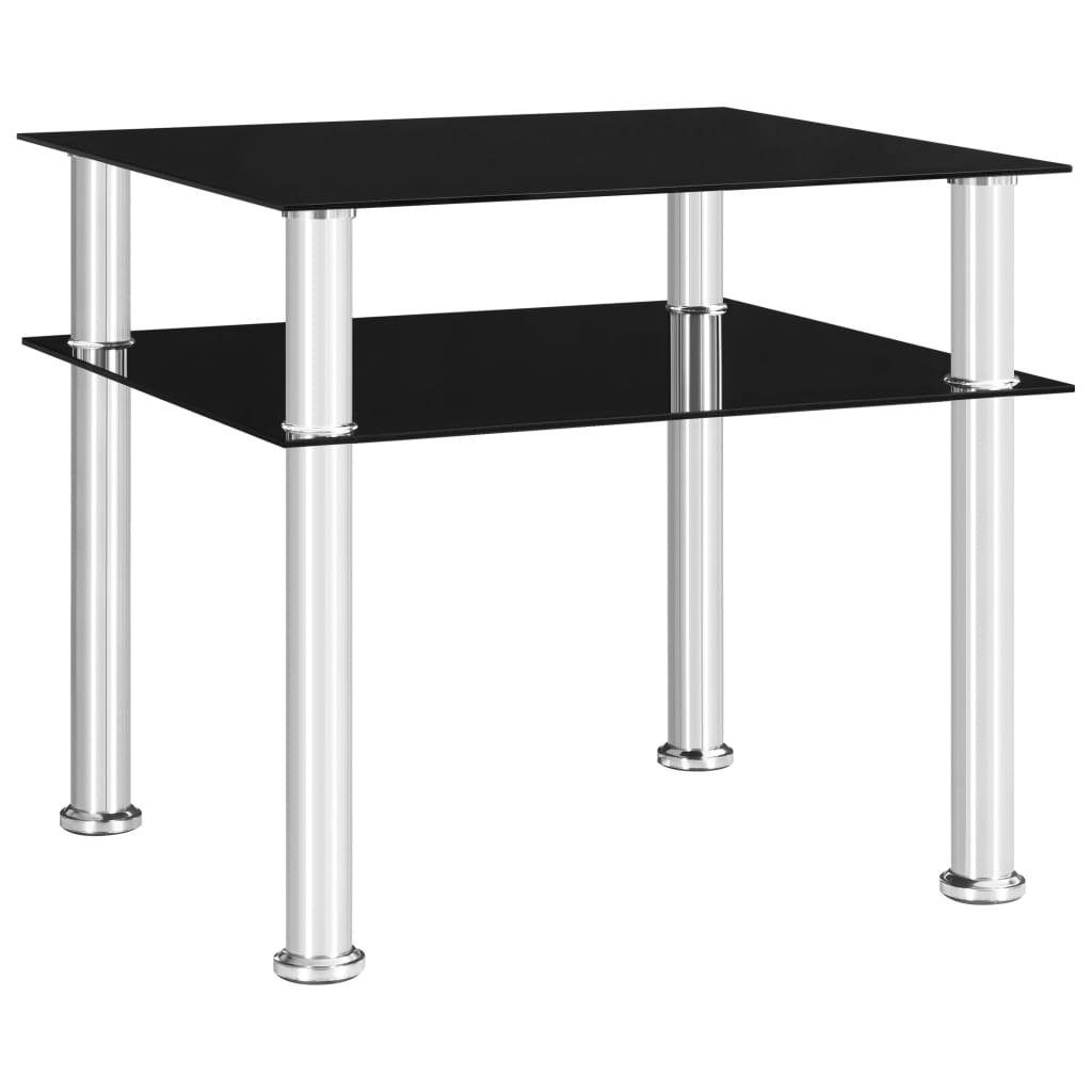 Side Table Black 45x50x45 Cm Tempered Glass