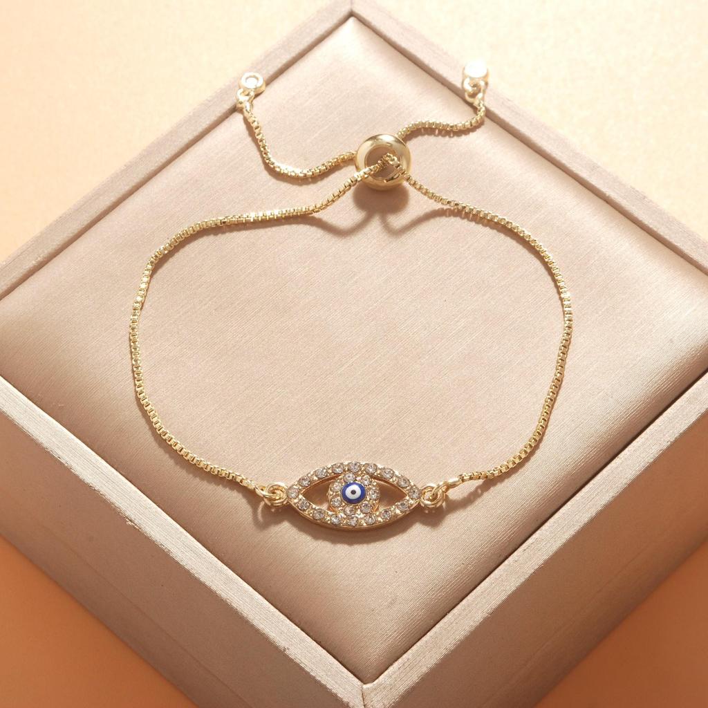 Verstellbares 8-förmiges Evil Eye Herzarmband für Damen - Europäische & Amerikanische Mode, Südostasiatischer Einfluss