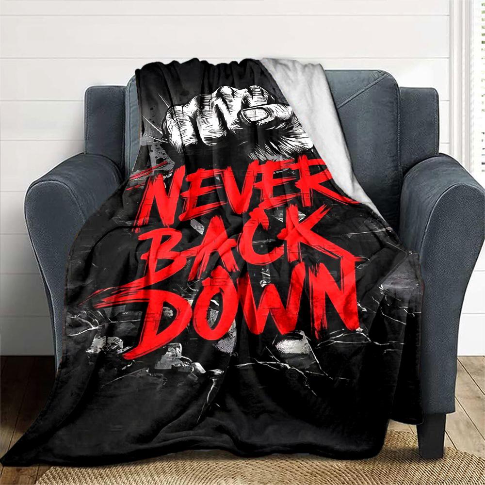 1pc Never Back Down Themed Printed Soft and Comfortable Home Blanket, Small Throw Blanket, Nap Blanket, Suitable As a Gift L053