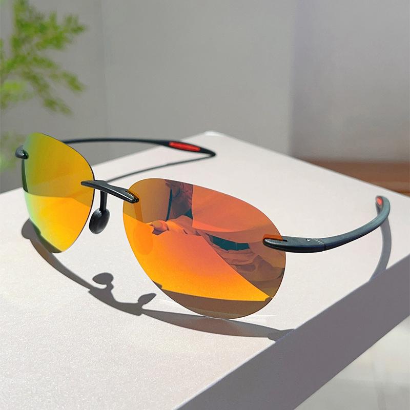 Men Sunglasses Classic Fashion Driving Sports Rimless Oval Male Women's TR90 Frame Sun Eyewear