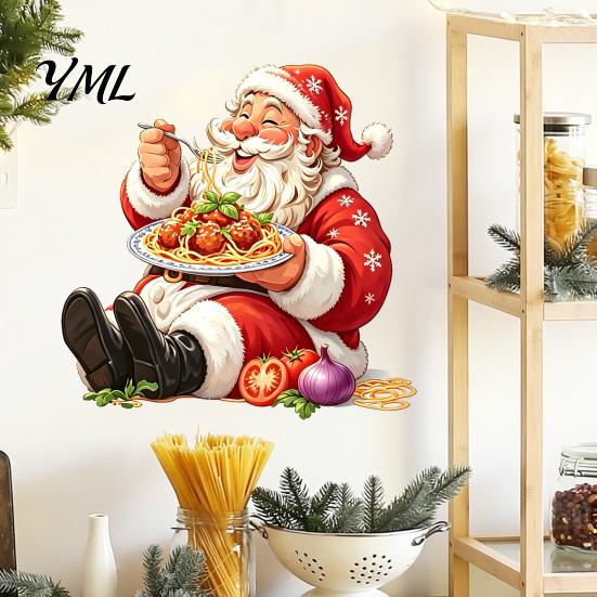 Easy to Apply Wall Murals Santa Claus Sticker, Waterproof PVC Decal, Removable Decorative Christmas Decor Festive Art for Glass Windows And