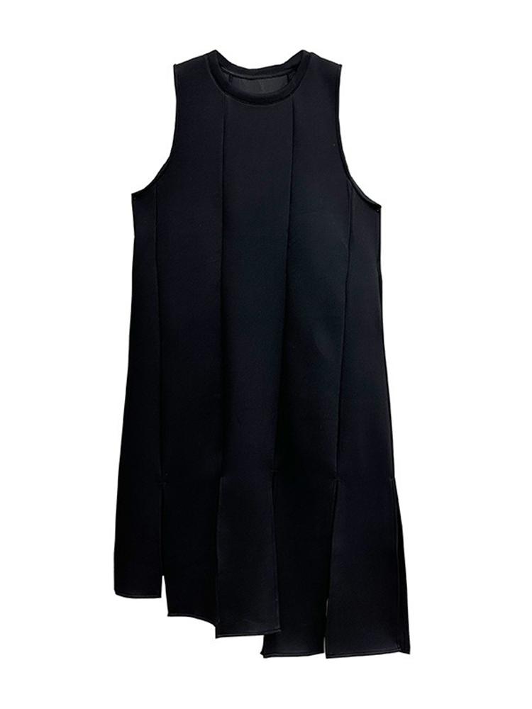 Xitao Vestido Irregular de Cor Sólida Sem Mangas ZYY1111