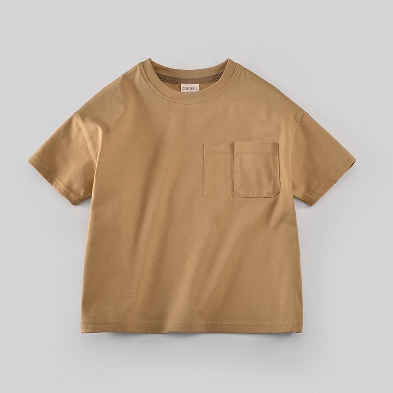 Summer Boys' Short Sleeved T-shirt White Children's T-shirt Half Sleeved Solid Color Top
